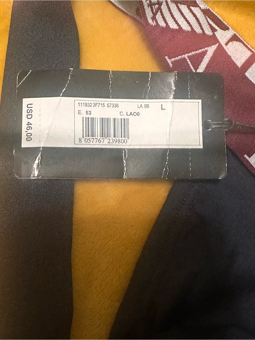 Emporio Armani Black Brief with Burgundy Logo Waistband